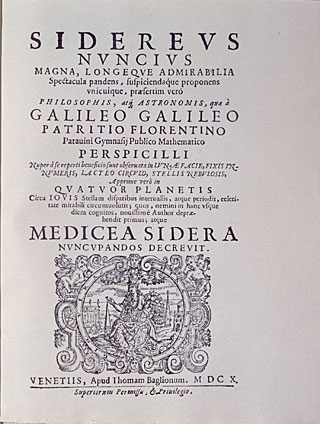 Frontispiece of Galileo's Sidereus Nuncius
