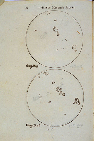 Galileo's drawings of the sunspots
